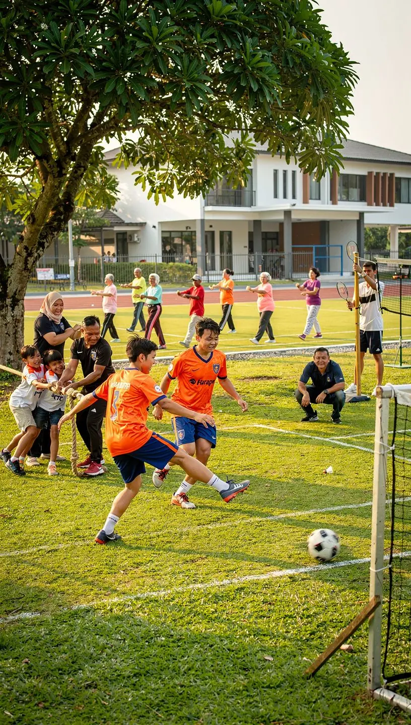 Children enjoying a game of basketball at a local park, showcasing teamwork and sportsmanship.