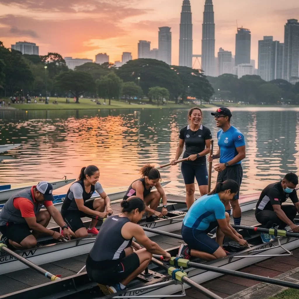 Members of a hiking club enjoying a scenic view from the top of a mountain.